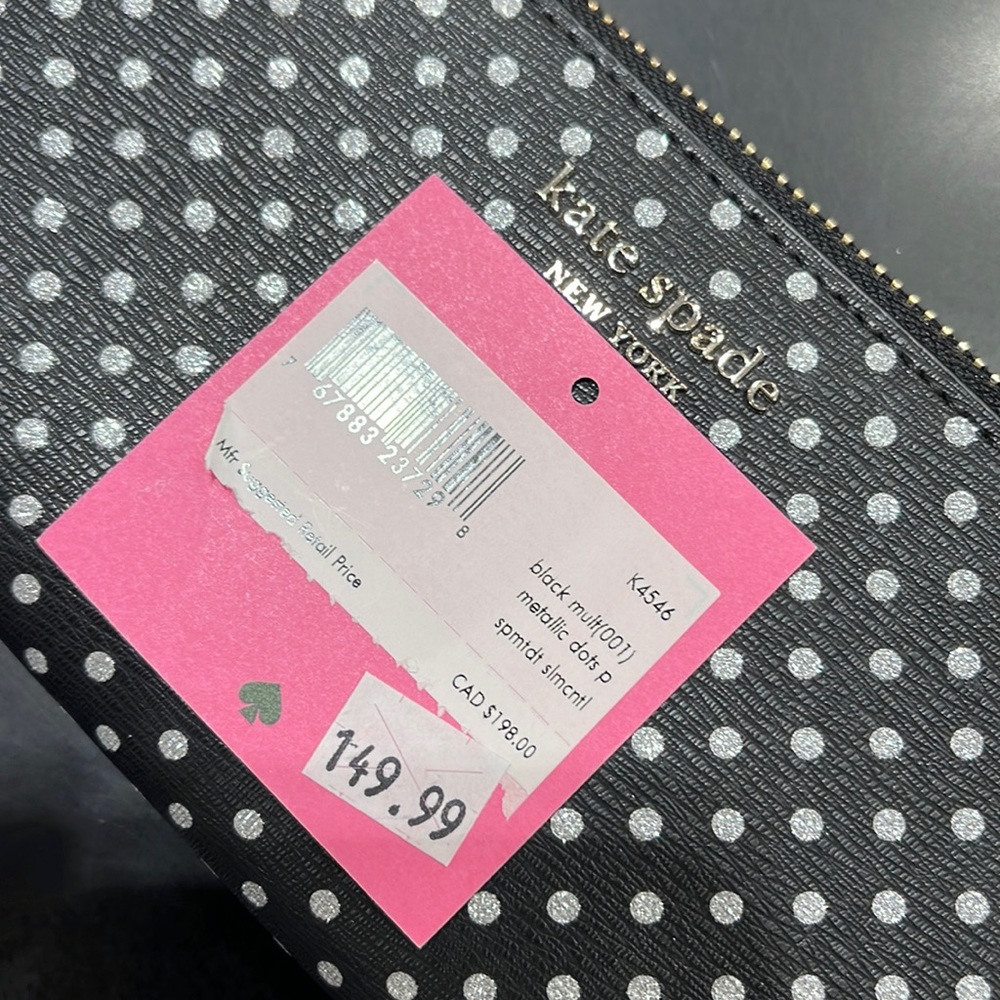 Kate Spade Spencer Metallic Dot Slim Continental Wallet in Black Multi k4546 - Picture 11 of 16